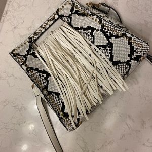 Woven Fringe Snake Purse
